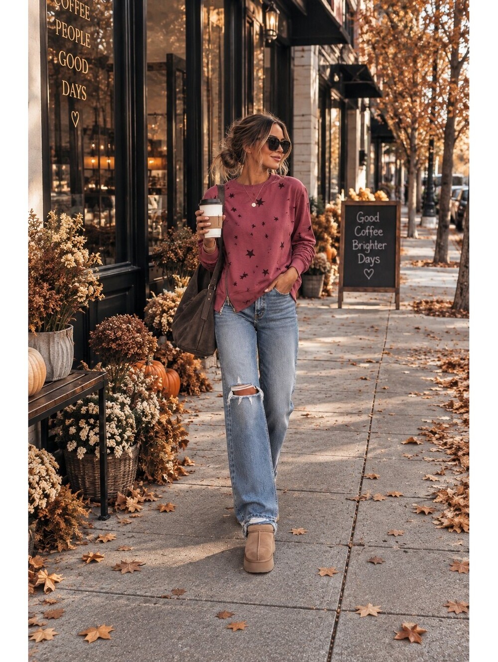 Rails Marlo Star Flocked Side Zip Sweatshirt Garnet Size Small NWT